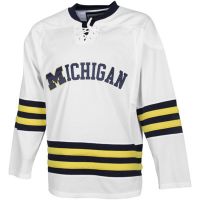 Michigan Wolverines NCAA College White Lace Hockey Jersey 