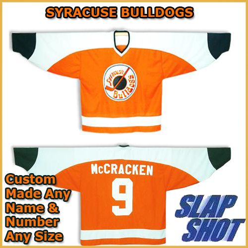SYRACUSE BULLDOGS SLAPSHOTS AWAY ORANGE HOCKEY JERSEY (Pick A Player)