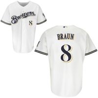 Milwaukee Brewers Authentic Style White Home Jersey #8 Ryan Braun