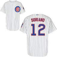 Chicago Cubs Authentic Style White Pinstriped Home Jersey #12 Alfonso Soriano