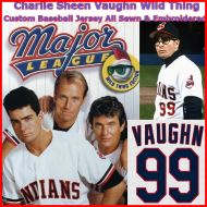Charlie Sheen Cleveland Indians Vaughn 99 Wild Thing Baseball Jersey