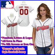 Cleveland Indians Authentic Personalized Women's White Jersey