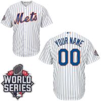 New York Mets Authentic Style Personalized White Pinstriped World Series 2015 Jersey