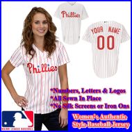 Philadelphia Phillies Authentic Personalized Women's White Pinstriped Jersey