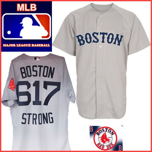 Red Sox Away Road BOSTON 617 STRONG Jersey Gray