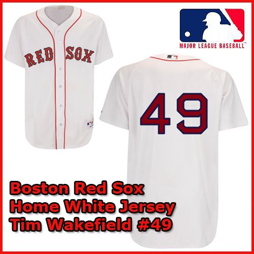 Boston Red Sox Authentic Style Home White Jersey Tim Wakefield  #49