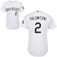 Colorado Rockies Authentic Style White Pinstiped Home Jersey #2 Troy Tulowitzki
