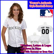 Colorado Rockies Authentic Personalized Women's White Pinstriped Jersey