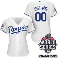 Kansas City Royals Authentic Personalized Women's White 2015 World Series Jersey