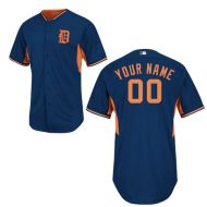 Detroit Tigers Authentic Style Personalized BP Road Blue Jersey