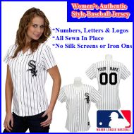 Chicago White Sox Authentic Personalized Women's White Pinstriped Jersey