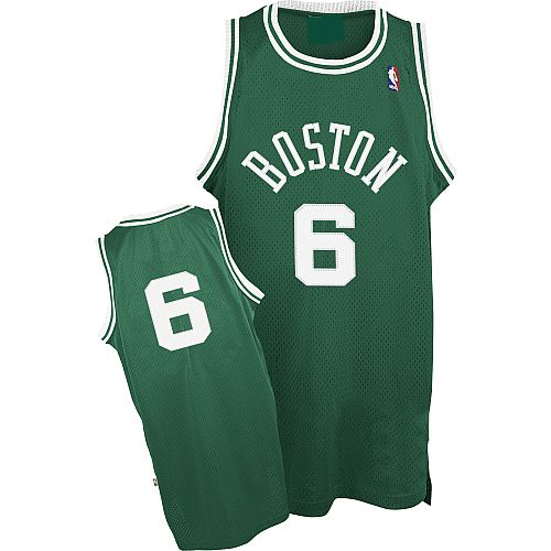 Boston Celtics Authentic Style Classic Away Green Jersey #6 Bill Russell