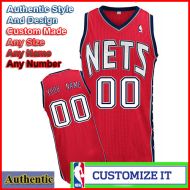 New Jersey Nets Custom Authentic Style Road Jersey Red