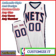 New Jersey Nets Custom Authentic Style Home Jersey White