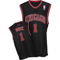 Chicago Bulls Custom Authentic Style Alternate Jersey Black #1 Derrick Rose