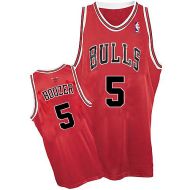 Chicago Bulls Authentic Style Road Jersey Red #5 Carlos Boozer