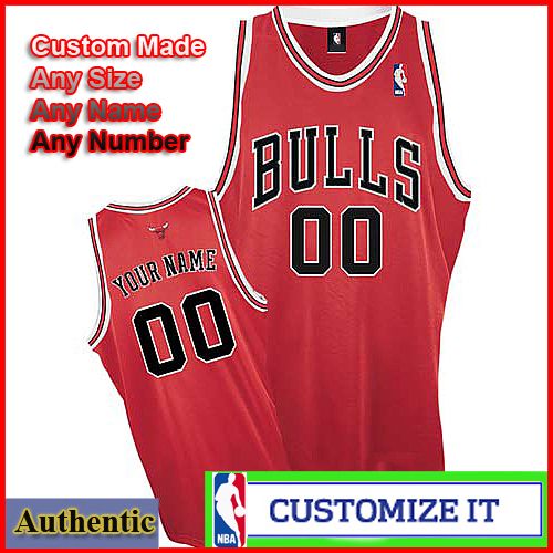 Chicago Bulls Custom Authentic Style Road Jersey Red