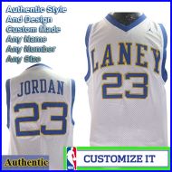 Laney High School Authentic NBA Style Jersey White #23 Michael Jordan