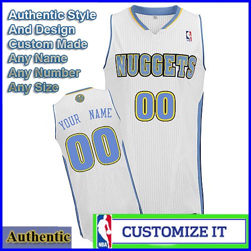 Denver Nuggets Custom Authentic Style Classic Home White Jersey