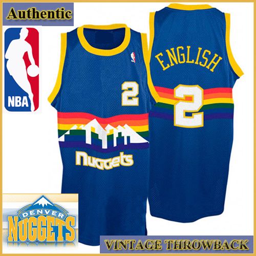 Denver Nuggets Authentic Style Throwback Blue Road Jersey #2 Alex English