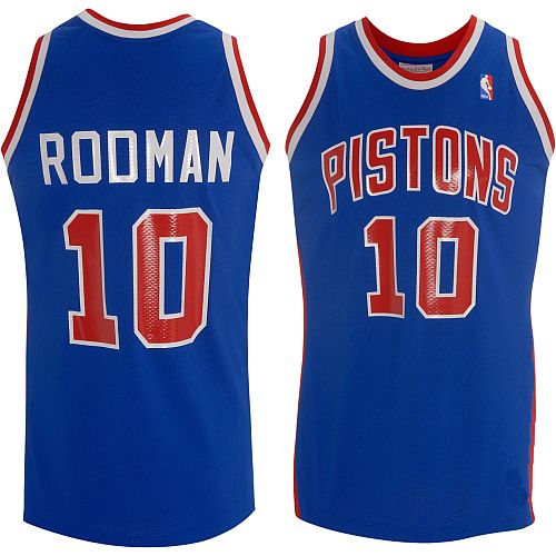 Detroit Pistons Throwback Authentic Style Road Jersey Blue #10 Dennis Rodman