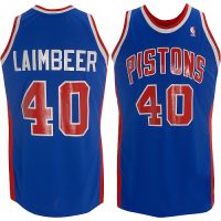 Detroit Pistons Throwback Authentic Style Road Jersey Blue #40 Bill Laimbeer