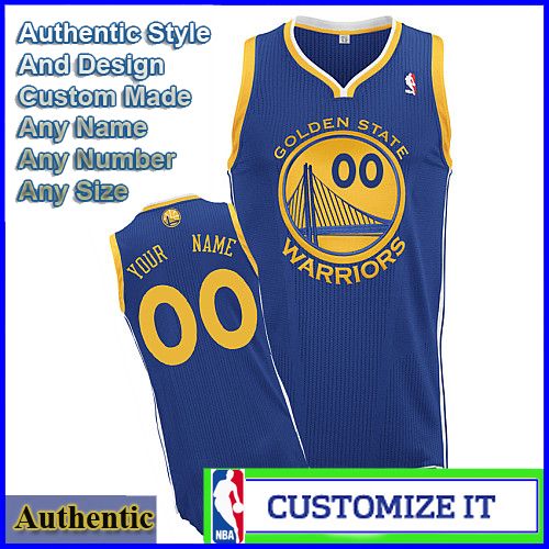Golden State Warriors Custom Authentic Style Road Jersey Blue