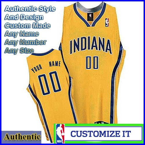 Indiana Pacers Custom Authentic Style Alternate Jersey Gold
