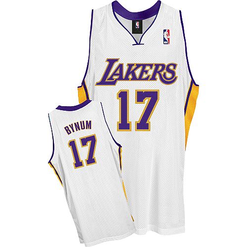 LA Lakers Authentic Alternate Style Jersey White #17 Andrew Bynum