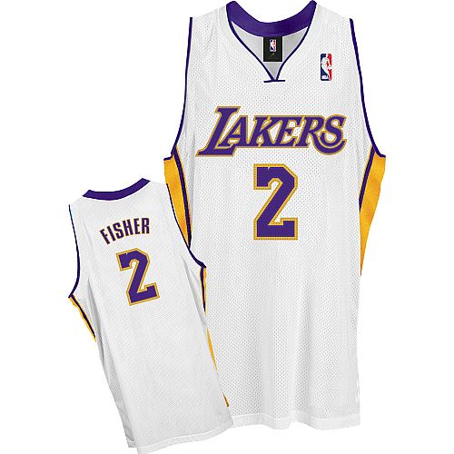LA Lakers Authentic Alternate Style Jersey White #2 Derek Fisher