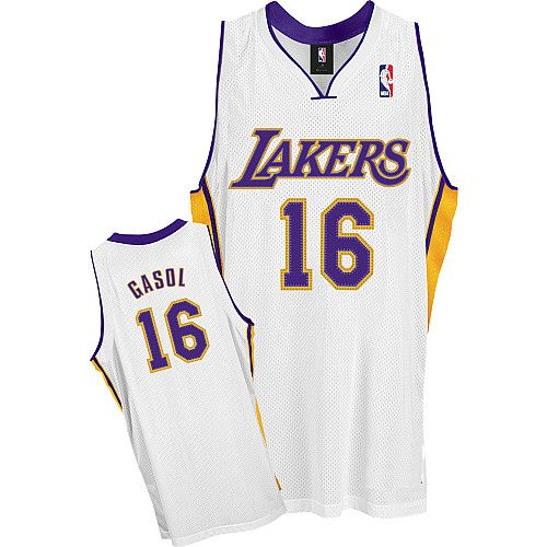 LA Lakers Authentic Alternate Style Jersey White #16 Pau Gasol