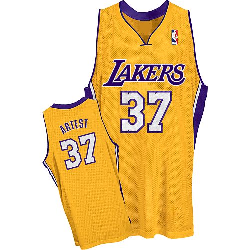 LA Lakers Authentic Style Home Jersey Gold #37 Ron Artest