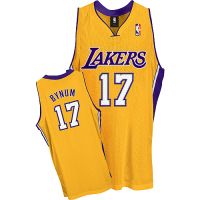 LA Lakers Authentic Style Home Jersey Gold #17 Andrew Bynum