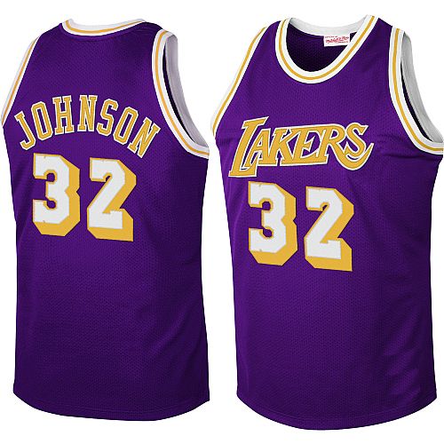 LA Lakers Throwback Authentic Style Jersey Purple #32 Magic Johnson
