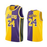  Los Angeles Lakers Kobe Bryant Split Gold Purple Basketball Jersey 