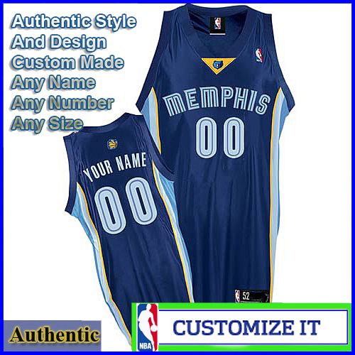 Memphis Grizzlies Custom Authentic Style Road Jersey Blue