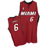 Miami Heat Authentic Style Alt Jersey Red LeBron James #6