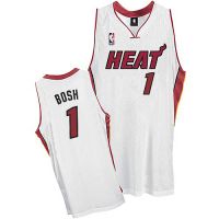 Miami Heat Authentic Style Home Jersey White #1 Chris Bosh