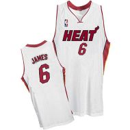 Miami Heat Authentic Style Home Jersey White LeBron James #6