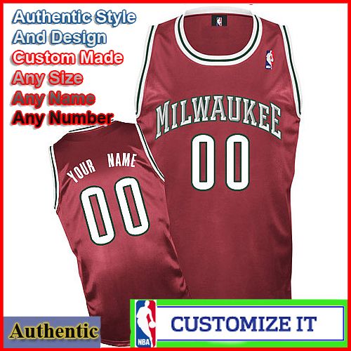 Milwaukee Bucks Custom Authentic Style Alternate Burgundy  Jersey 