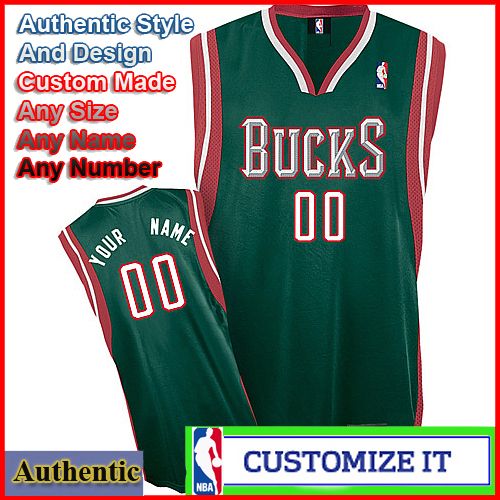 Milwaukee Bucks Custom Authentic Style  Road Jersey Green