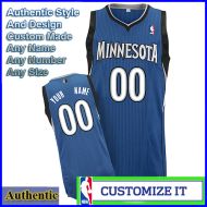 Minnesota Timberwolves Custom Authentic Style Road Jersey Blue