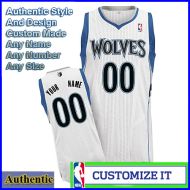 Minnesota Timberwolves Custom Authentic Style Home Jersey White