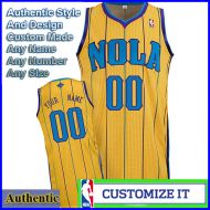 New Orleans Hornets Authentic Style Alt NBA Basketball Jersey Gold