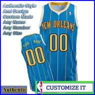 New Orleans Hornets Custom Authentic Style Road Jersey Blue