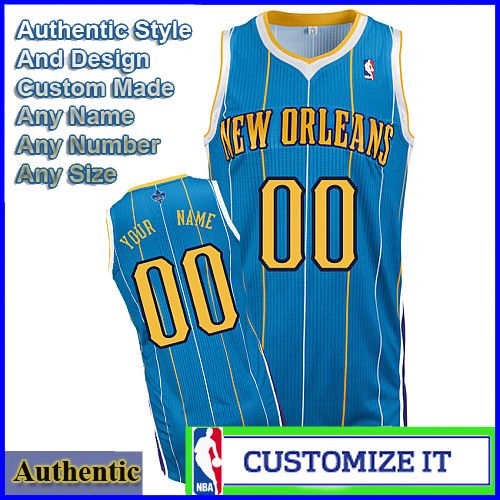 New Orleans Hornets Custom Authentic Style Road Jersey Blue
