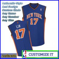 NY New York Knicks Authentic Style Away  Jersey Blue 17 Jeremy Lin