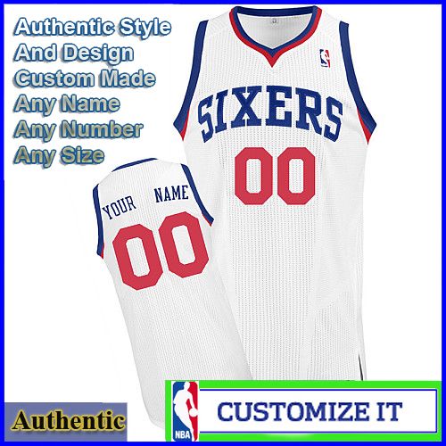 Philadelphia 76ers Custom Authentic Style Home Jersey White