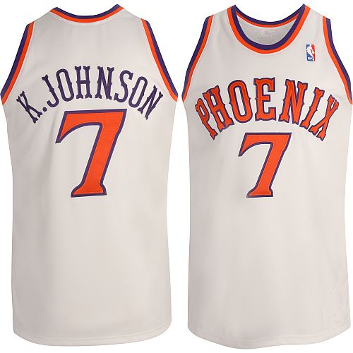 Phoenix Suns Throwback Authentic Style White Jersey #7  Kevin Johnson