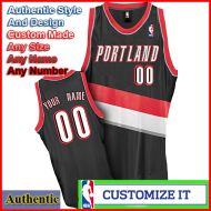 Portland Trail Blazers Custom Authentic Style Road Jersey Black